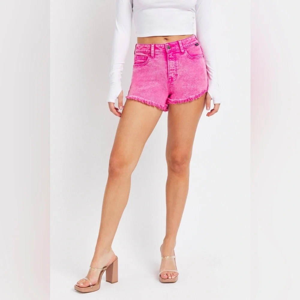 Cello Jeans  Hot Pink Acid High Rise Mom Short - Picture 4 of 6